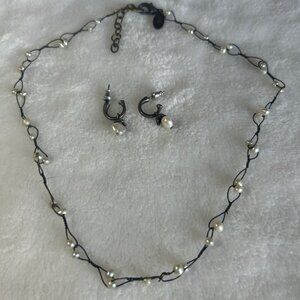 EXPRESS Faux Pearl and Wire Necklace and Earring Set